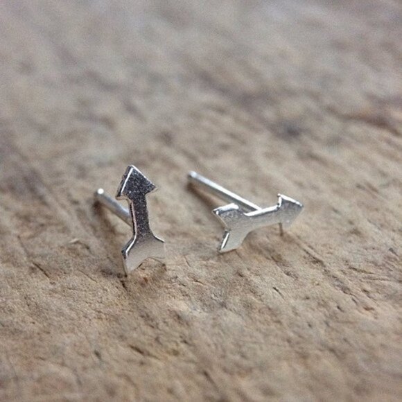 Sterling Silver Arrows Stud Earrings - Picture 3 of 5